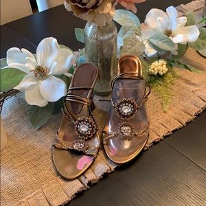 Valerie Stevens bronze wedge sandals 7